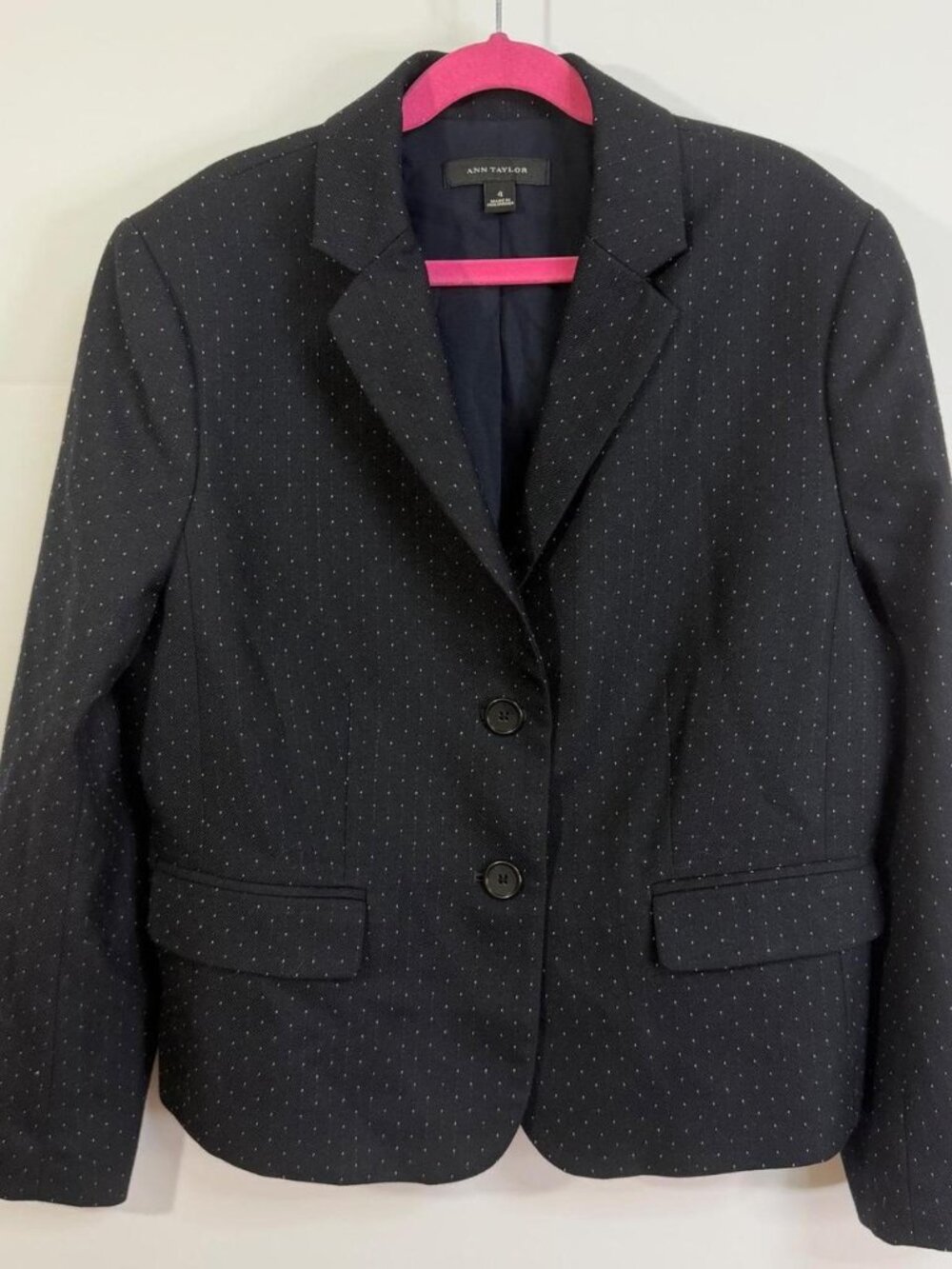 ANN TAYLOR wool blend dot printed 2 button jacket (sz4)